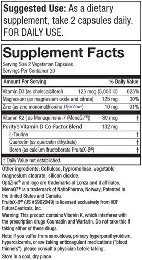 Dr. Cannells Advanced D Sport Certified for Sport by NSF International Packed with Vitamin D Vitamin K2 Zinc Magnesium Citrate Boron and Taurine Purity Products 60 Vegetarian Capsules