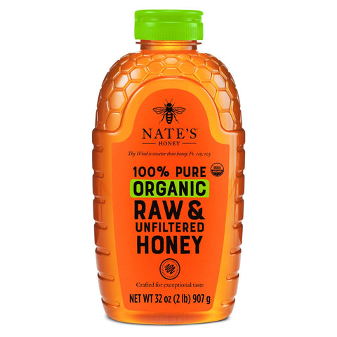 Nate's Organic 100% Pure, Raw & Unfiltered Honey - USDA Certified Organic - 16oz. Squeeze Bottle