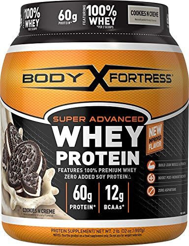 Bundle Of Body Fortress Super Advanced Whey Protein Powder Immune Support Vitamins C & D Plus Zinc Vanilla (3.9 Lbs) + Chocolate (1.78 Lbs)