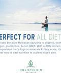 Blue Spirulina Powder by Holistic Bin | Organic Blue Green Algae Powder for Supplements, Smoothies, & Baked Goods | Rich Source of Vegan Protein, Vitamins, & Phytonutrients (50 Grams)