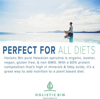 Blue Spirulina Powder by Holistic Bin | Organic Blue Green Algae Powder for Supplements, Smoothies, & Baked Goods | Rich Source of Vegan Protein, Vitamins, & Phytonutrients (50 Grams)