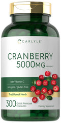 Carlyle Cranberry Pills 5000Mg | 300 Capsules | With Vitamin C | Non-Gmo, Gluten Free