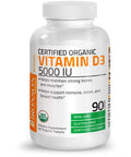 Bronson Vitamin D3 5000 IU Certified Organic Vitamin D Supplement, Non-GMO, USDA Certified, 90 Tablets