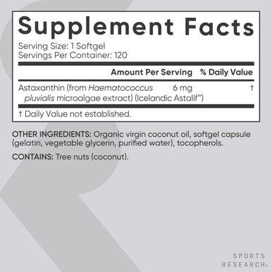 Sports Research Triple Strength Astaxanthin Supplement 6mg 120 Softgels