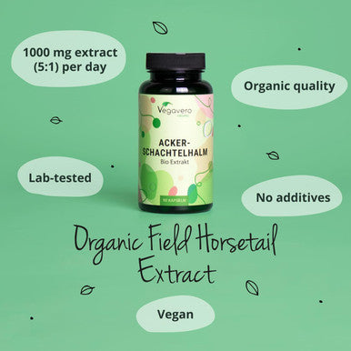 Vegavero Horsetail 1000mg VegaveroÃƒâ€šÃ‚Â® | 100% Organic | Natural Source of Silica | NO Additives | Hair, Skin & Nail Supplement | Equisetum Arvense Extract | 90 Vegan Capsules