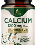 Calcium 1200 Mg With Vitamin D3, Calcium Supplement Vitamins, Supports Bone Strength, Teeth & Immune System, Calcium Supplements For Women & Men, Nature'S Absorbable Calcium Carbonate - 240 Tablets