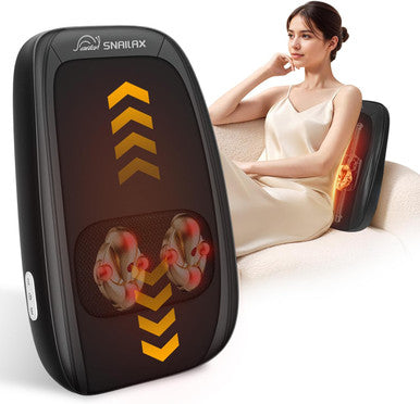 Snailax Back Massager For Pain Relief Deep Tissue, Lower Back Massager With Soothing Heat, Neck Shoulder Massage Pillow, Gifts For Men, Women, Black