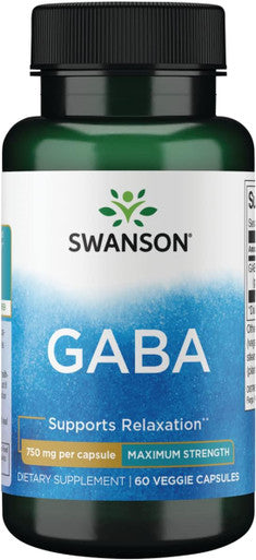 Swanson Amino Acid Maximum Strength GABA 750 Milligrams 60 Veg Capsules