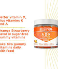 Bulletproof Vitamins A+D+K, 60 Sugar-Free Gummies, Strawberry Orange Flavor |1000Mcg K1, 900Mcg A, 180Mcg K2, 50Mcg D3 | Zinc With Copper, 15Mg Zinc, 2Mg Copper, 60 Capsules