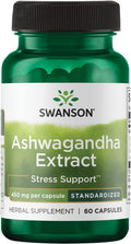 Swanson Ashwagandha Extract - Natural Supplement Promoting A Healthy Stress Response Energy Support & Nervous System Health - Ayurvedic Supplement for Natural Wellness - (60 Capsules 450mg Each)