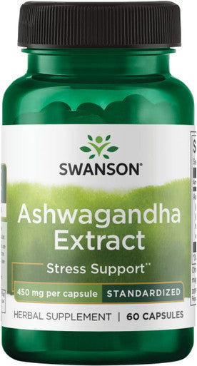 Swanson Ashwagandha Extract - Natural Supplement Promoting A Healthy Stress Response Energy Support & Nervous System Health - Ayurvedic Supplement for Natural Wellness - (60 Capsules 450mg Each)