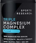 Sports Researcha' Chelated Triple Magnesium Complex With Glycinate Taurinate and Malate (Chelamaxa') For Enhanced Bioavailability 300 Mg Per Serving NonGmo Vegan 120 Veggie Capsules