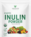 Veloto Organic Inulin Powder Pure Inulin Prebiotic Supplement Natural Soluble Fibers Sweetener For Digestive Function Unflavored & Unsweetened Superfood For Smoothie Gluten Free Vegan 2.2 Lb
