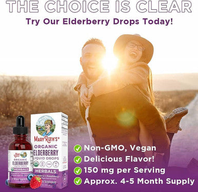 Maryruth Organics Elderberry Syrup | USDA Organic Elderberry | Sugar Adults & Kids Immune Support Supplement for Ages 1+ | Clean Label Project Verified Vegan Non-GMO Gluten | 1 Fl Oz