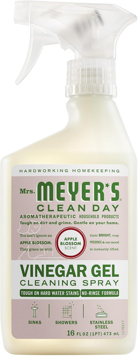 MRS. MEYER'S CLEAN DAY Vinegar Gel Cleaning Spray, Bathroom Use, No-Rinse Formula, Apple Blossom, 16 Fl Oz, (Pack of 2)