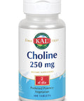 KAL Choline Tablets, 250 mg, 100 Count
