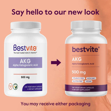 Bestvite AKG (Alpha Ketoglutaric Acid) 500mg (240 Vegetarian Capsules) - No Stearates - Vegan - Non GMO - Gluten - AKG Supplement