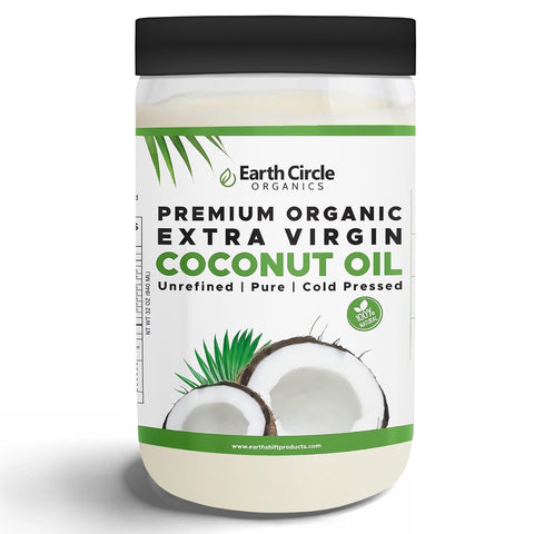 Earth Circle Organics Premium Ultra-Pure Unrefined Cold Pressed Extra Virgin Coconut Oil - Gluten-Free, Keto & Paleo Friendly - Raw Coconut Oil for Skin & Hair Care, Cooking, Baking & More - 1 Gallon