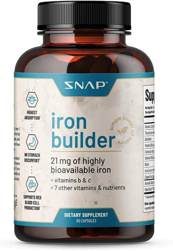 Natural Blood Builder Iron Supplements for Anemia 21mg Iron Pills to Increase Energy Metabolism Digestion Raise Hemoglobin Levels Absorbs Quickly Vitamins Organic Nutrients 60 Capsules