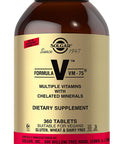 Solgar Formula VM-75, 360 Tablets - Multivitamin with Chelated Minerals - Vitamin A, B6, B12, C, D, E - Biotin, Magnesium, Calcium, Iron, Zinc - Vegan, Gluten Free, Dairy Free, Kosher - 360 Servings