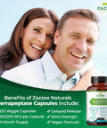 Zazzee Extra Strength Serrapeptase, 120,000 Spu Per Capsule, 120 Vegan Capsules, 4 Month Supply, Delayed Release, Potent