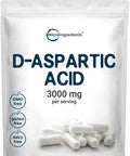 Micro Ingredients D Aspartic Acid Pills DAA Supplement 3000mg Per Serving 300 Capsules Premium D Aspartic Acid Non-GMO