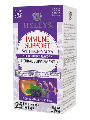 Hyleys Immunity Tea with Ecea BlackBerry Flavor - 25 Tea Bags (1 Pack) - Support Your Immune System