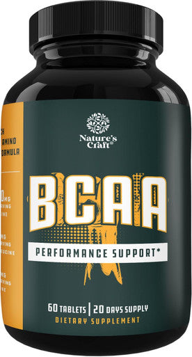 Natures Craft Branch Chain Amino Acids Supplement - Vegan BCAA Tablets Post Workout Muscle Recovery and Muscle Growth Support - Branched Chain Amino Acids Supplement for Men and Womens Workout Recovery 60 Count