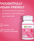 Ez Melts B12 Sublingual Vitamin 2,500 Mcg, Methylcobalamin, Sugar-Free, 3-Month Supply
