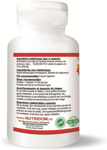 Nutridom 2400 GDU Bromelain Digestive Enzyme Supplements, 500 mg, 60 Vegan capsules, Non-GMO, Supports Healthy Digestion, Joint Health, Nutrient Absorption