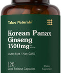 Tahoe Naturals Korean Panax Ginseng | 1500Mg | 120 Quick Release Capsules | Non-Gmo And Gluten Free Supplement |