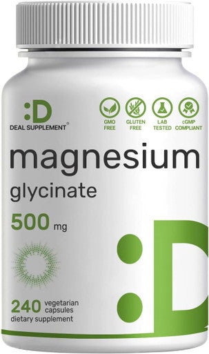 Deal Supplement Magnesium Glycinate 500mg Veggie Capsules & Bioactive Vitamin B Complex Bundle Pack - Easily Absorbed Chelated Mineral - Immune Energy & Metabolism Supplement