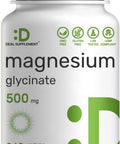 Deal Supplement Magnesium Glycinate 500Mg, 240 Veggie Capsules Chelated For Easy Absorption Highly Purified Essential Trace Mineral For Muscle, Joint, Heart, & Digestive Health