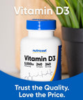 Nutricost Vitamin D3 5000 IU (125mcg) 240 Softgels GMOFree Gluten Free Vitamin D