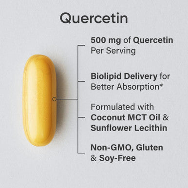 Sports Research Quercetin With Coconut Mct Oil & Sunflower Lecithin For Better Absorption - Supports Antioxidant Activity & Immune Health Gluten & Non-Gmo Verified - 120 Liquid Softgels