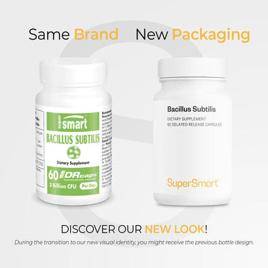 Supersmart Bacillus Subtilis 3 Billion CFU Per Day Probiotic Strain Improve Natural Defences Help with External Attacks NonGMO Gluten Free 60 DR Capsules