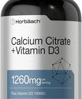 Calcium Citrate 1260 mg | with D3 1000IU | 250 Caplets | Vegetarian, Non-GMO, Gluten Free Supplement | by Horbaach