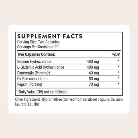 Thorne - Advanced Digestive Enzymes - Supplement With Pepsin Ox Bile & Pancreatin For Indigestion & Constipation Relief - Minimizes Occasional Gas & Bloating - Third-Party Certified 180 Capsules