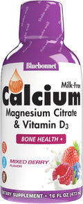 Bluebonnet Nutrition Liquid Calcium Citrate Calcium Citrate Magnesium Citrate Vitamin D3 Bone Health Gluten Free Soy Free Milk Free Kosher 32 Servings Strawberry Flavor 16 Fl Oz (Pack of 1)