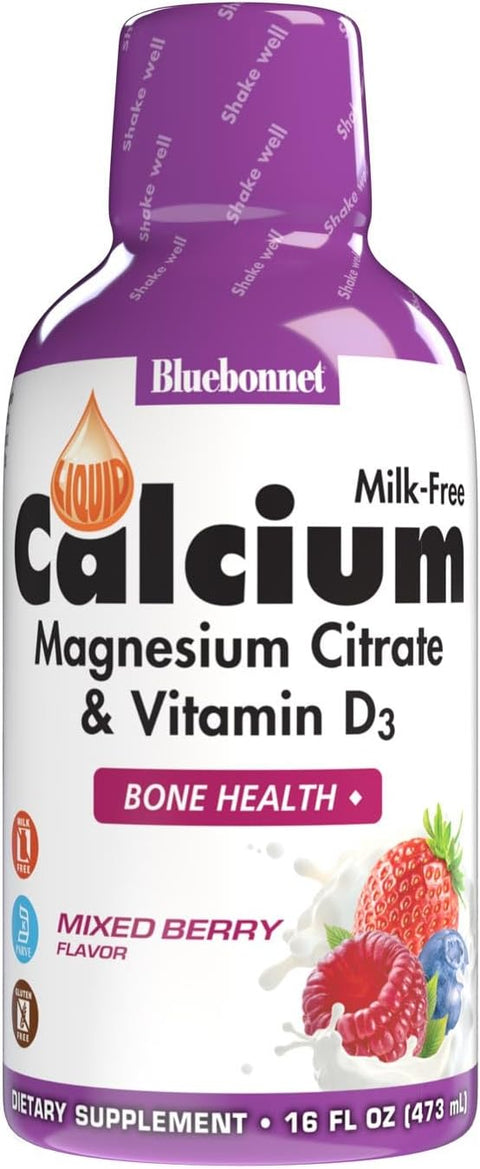 Bluebonnet Nutrition Liquid Calcium Citrate Calcium Citrate Magnesium Citrate Vitamin D3 Bone Health Gluten Free Soy Free Milk Free Kosher 32 Servings Strawberry Flavor 16 Fl Oz (Pack of 1)