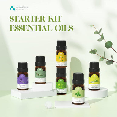 Asakuki Essential Oils Set, Starter Kit Essential Oils For Diffusers For Home Top6 Aromatherapy Oils Set 6 * 10Ml, Includes Lavender, Eucalyptus, Lemongrass, Tea Tree, Sweet Orange, Peppermint