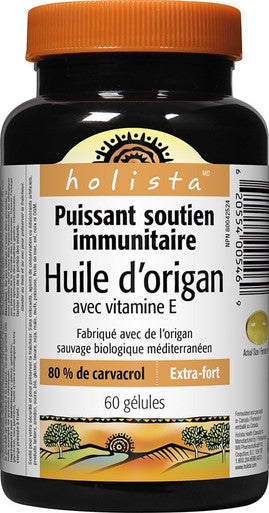Holista Oregano Oil with Vitamin E, Extra Strength, Softgel, 180 mg, 1.49 IU, 60 Count