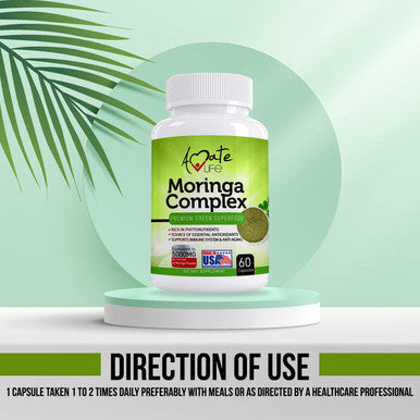 Moringa Capsules Equiv to 5000 mg Moringa Powder - Immune Support Green Superfood Moringa Oleifera Pills Rich Antioxidant Properties Vegan Friendly Anti Aging Support - 60 Capsules by Amate Life