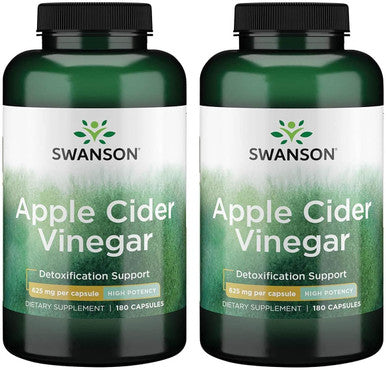 Swanson Apple Cider Vinegar Capsules - Supports Healthy Weight Loss & Digestive Health - Helps Support Metabolism and Maintain Glucose Profile - (180 Capsules 625mg Each) 2 Pack