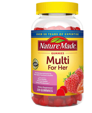 Nature Made Multivitamin For Her Womens Multivitamin For Daily Nutritional Support Multivitamin For Women 220 Gummies & 1 Bottle Of Hair Skin Nails 2500Mcg 90Ct Gummies