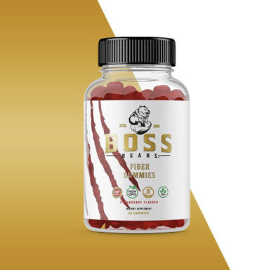 Boss Bears Fiber Gummies, Optimal Digestion, Maintain Bowel Health, Feel Lighter, Chewy Strawberry Flavor, Vegan, Gluten Free (30 Serving, Strawberry)