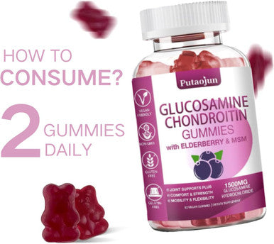 Glucosamine Chondroitin Supplements With Msm & Elderberry Glucosamine Chondroitin Gummy For Adults & Women Men Glucosamine Chondroitin Gummies Extra Strength Joint Supplement 2 Pack