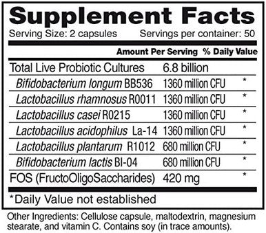 Super Dophilus Six High Potency Strains Probiotic for Digestive Health 100 Capsules