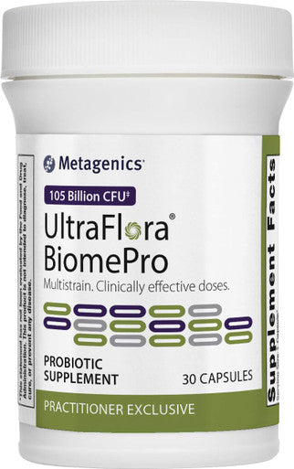 Metagenics UltraFlora BiomePro | 105 Billion CFU | Daily Probiotic Supplement | Multistrain. Clinically Effective doses. | 30 Count