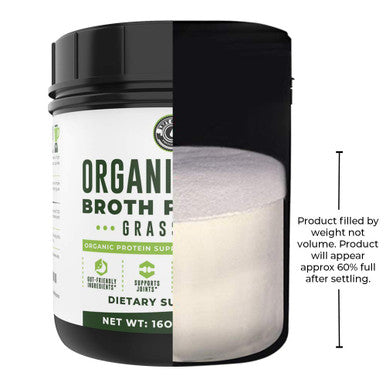 Left Coast Performance Organic Bone Broth Protein Powder from Grass Fed Beef - USDA Certified Organic Single Ingredient Rich in Collagen Glucosamine No Additives Perfect for Carnivore Paleo and Keto Diets 16oz